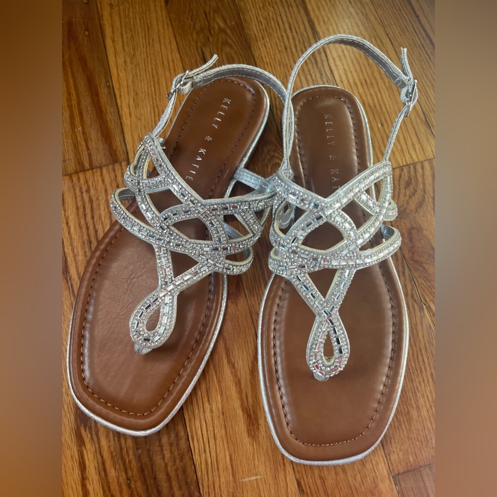 NWT Kelly & Katie Rhinestone Silver Sandals Size 8m